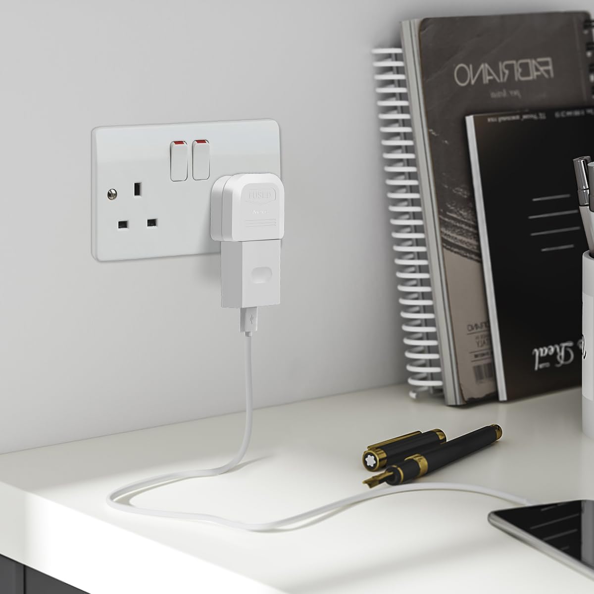 EU 2-Pin to UK 3-Pin Plug Adapter