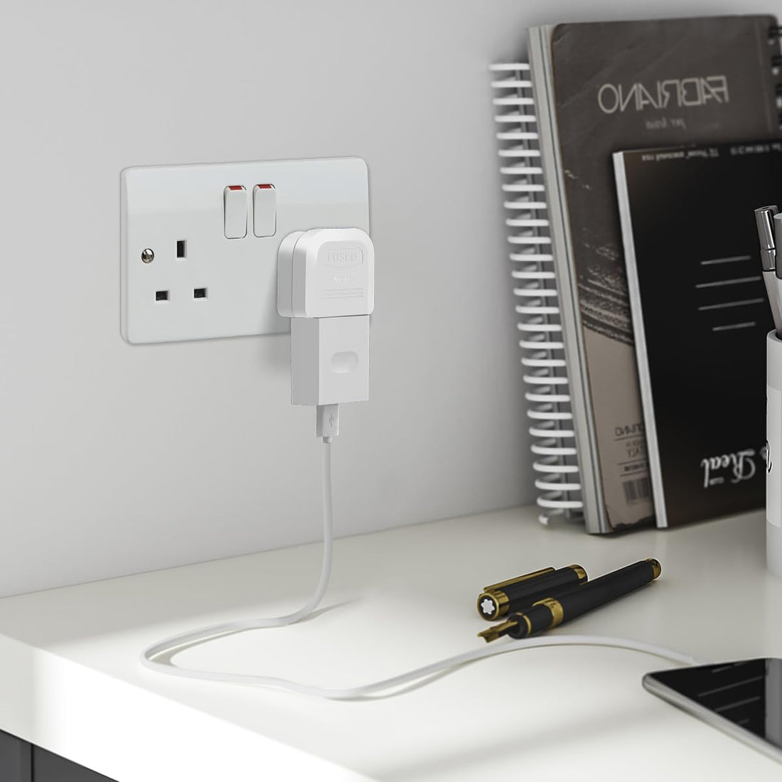 EU 2-Pin to UK 3-Pin Plug Adapter