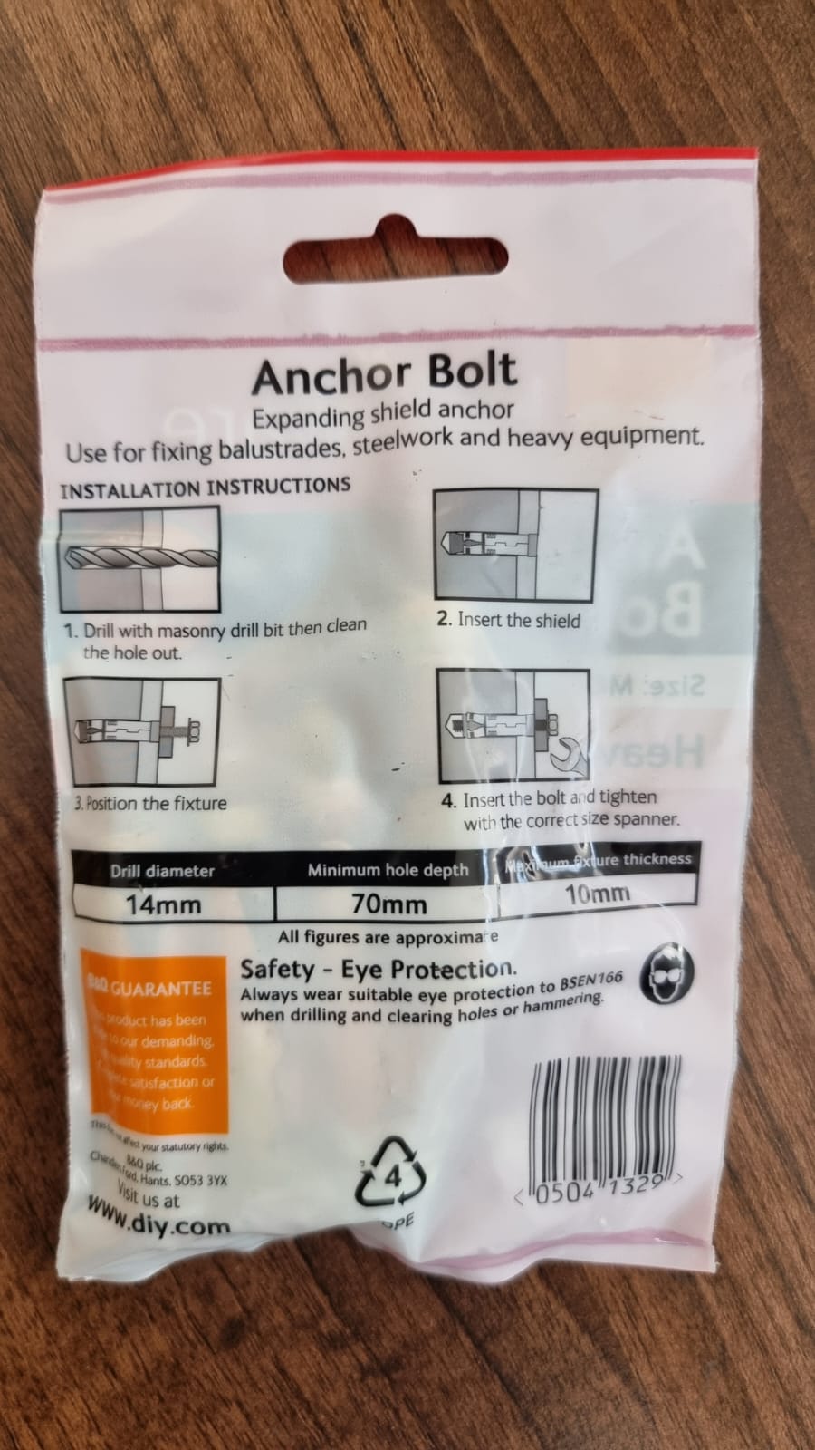 Loose Bolt Shield Anchors