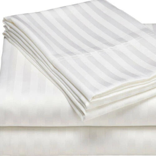 Luxury Stripe 300TC Duvet Bedding Set White