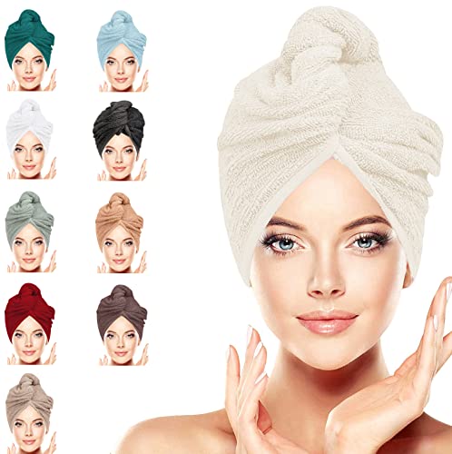 100% Cotton Hair Towel Wrap: Quick Dry, Anti-Frizz Turban , 62CM x 23CM Red Single